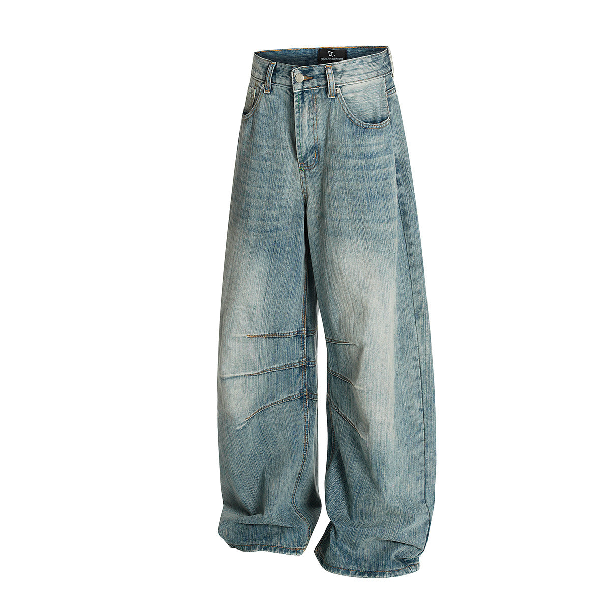 Curved Knife Retro Washed Cowboy Wide Leg Long Pants