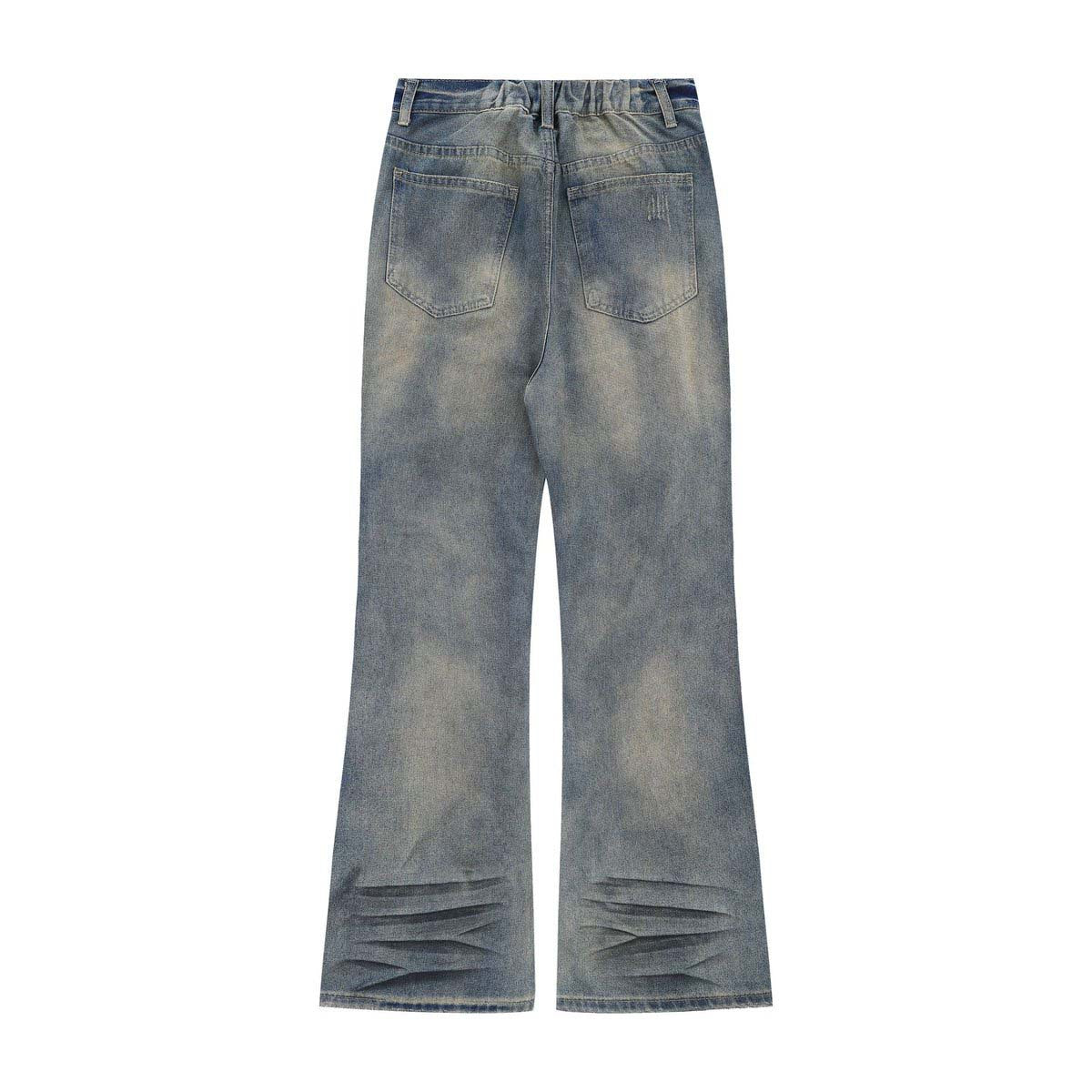 Washed Faded Flared Denim Pants - Unisex Loose Wide Leg Trousers