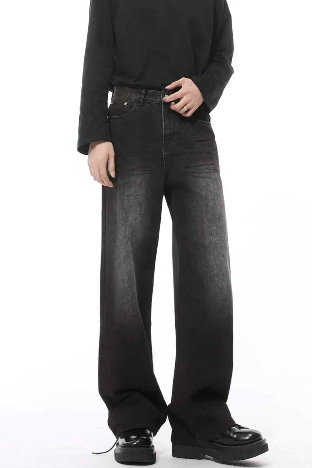 High Waist Baggy Jeans with Pockets - Premium Japanese Denim