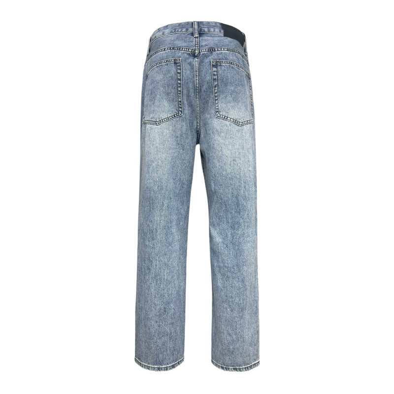 Basic Long Pants Loose Straight Leg Washed Casual Trousers