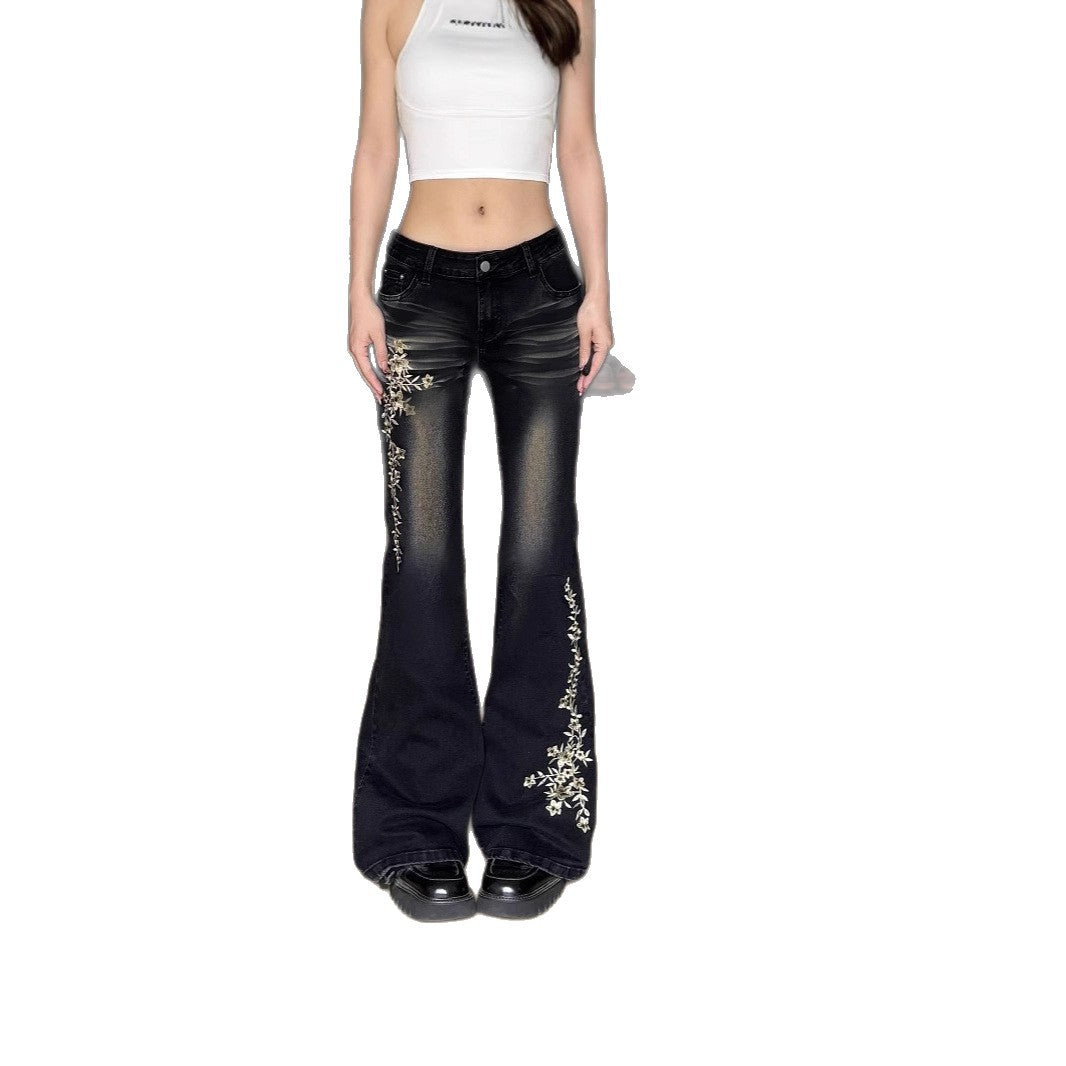 Vintage Rose Embroidered Micro Pull Up Pants