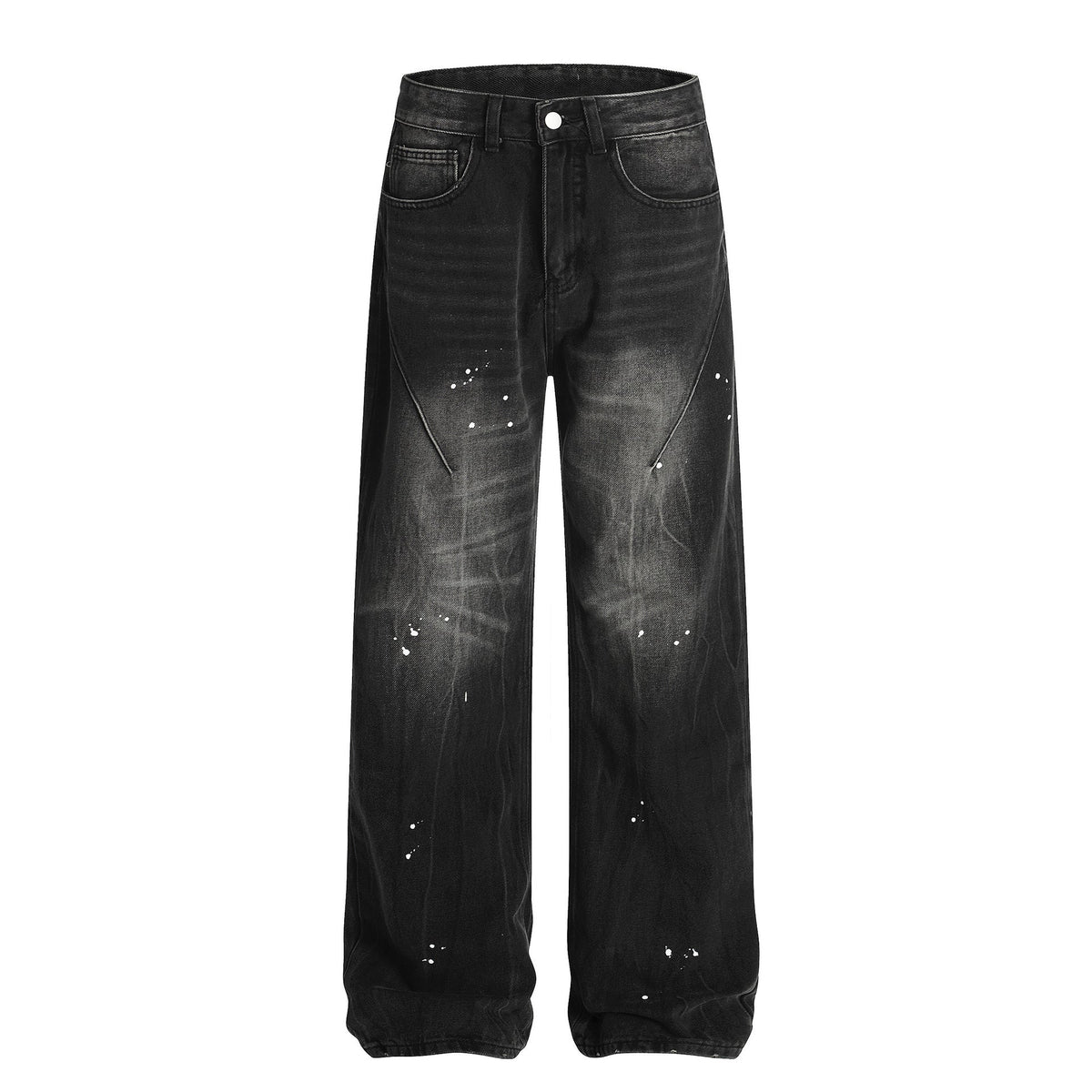 Washed Printed Straight Jeans