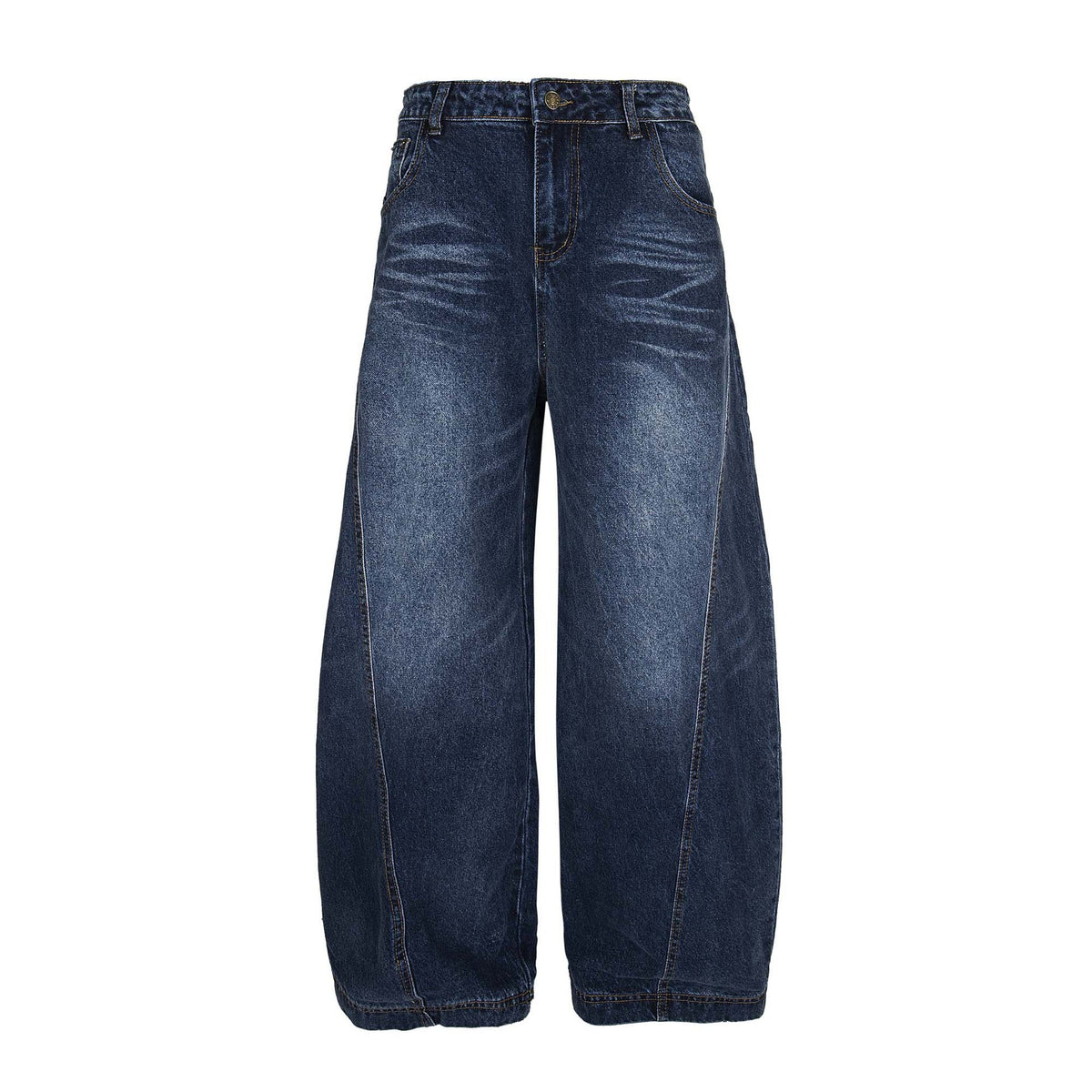 Washed Distressed Patchwork Tapered Pants - Unisex Loose Wide Leg Jeans