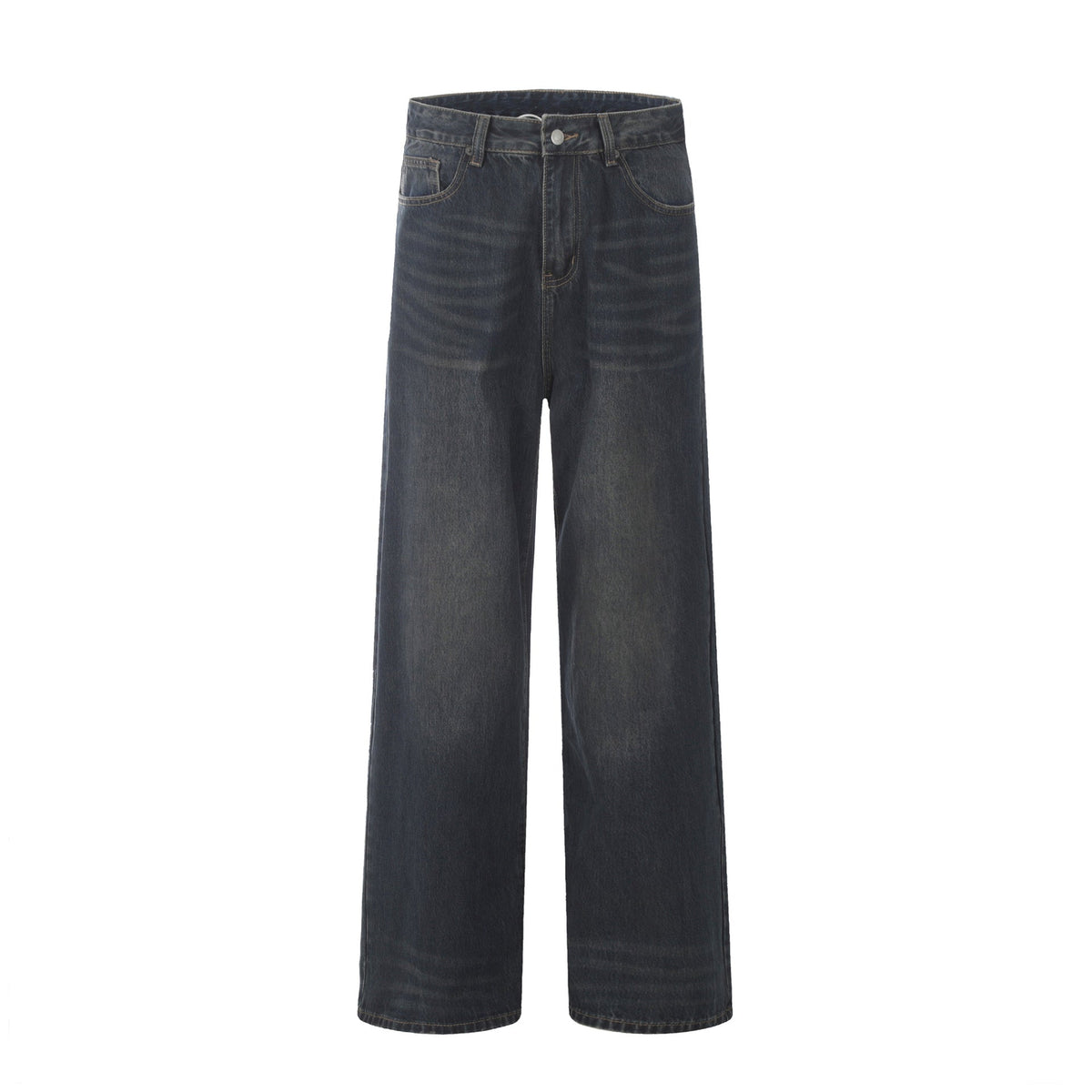 Water-Washed Distressed Loose Wide-Leg Rivet Punk Casual Long Pants