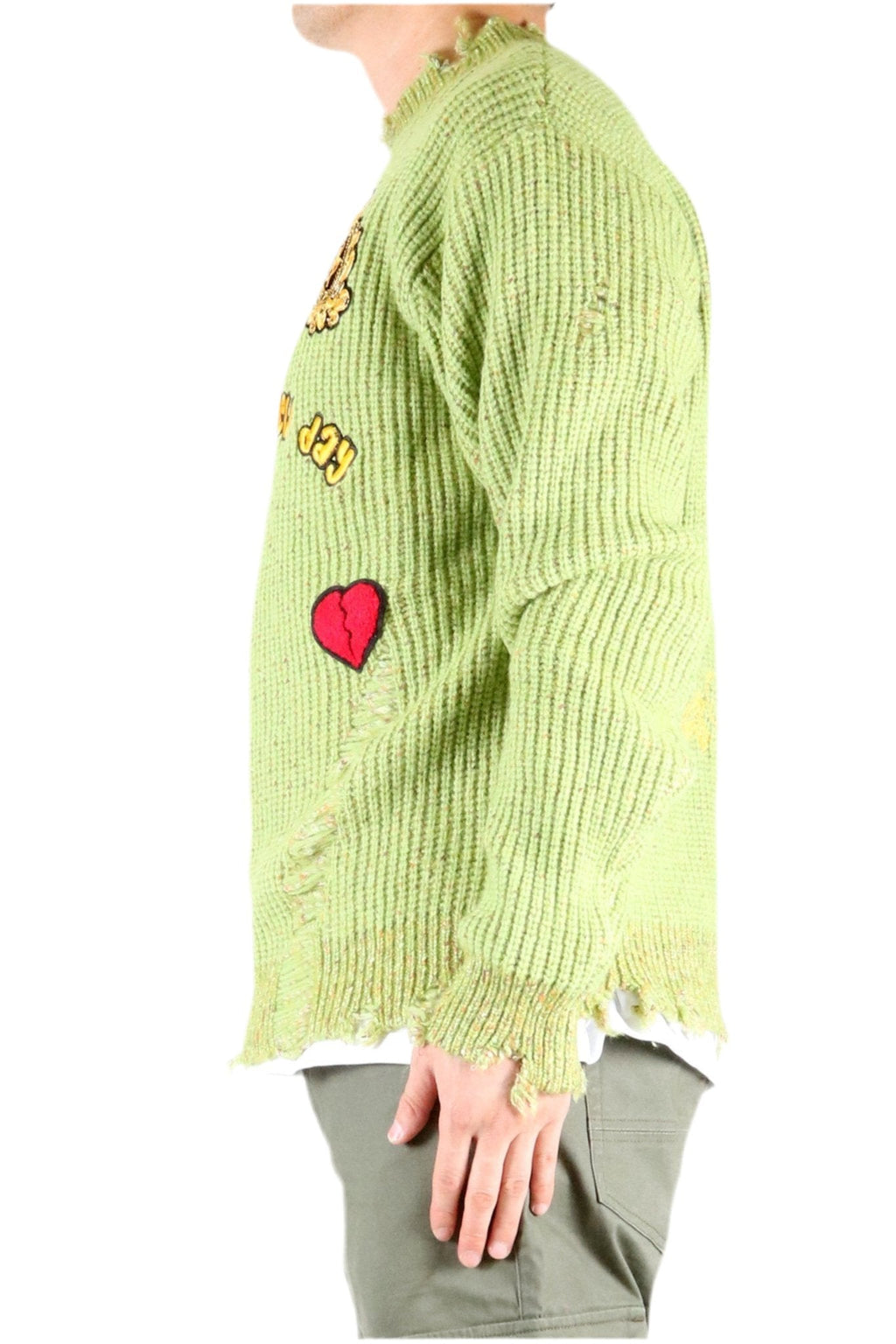 ORION Heavy Gauge Ripped Knit Sweater with patches – Vault Apparel