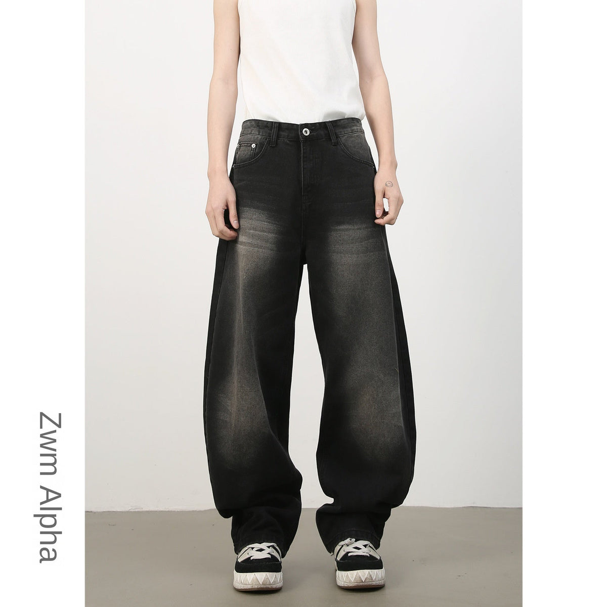 American Retro Style Flared Jeans for Men - Unique Wide Leg Loose Fit Denim Trousers