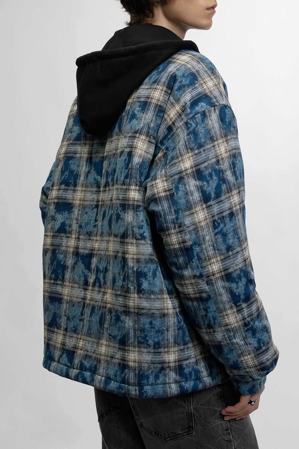 American Streetwear Hip-Hop Plaid Hoodie Jacket – Removable Hood, Cotton Lined