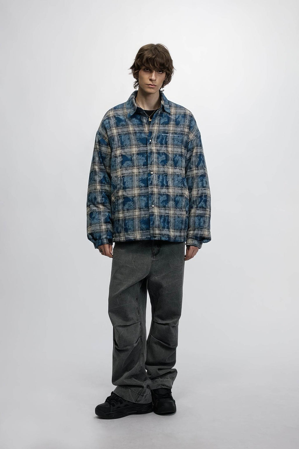 American Streetwear Hip-Hop Plaid Hoodie Jacket – Removable Hood, Cotton Lined