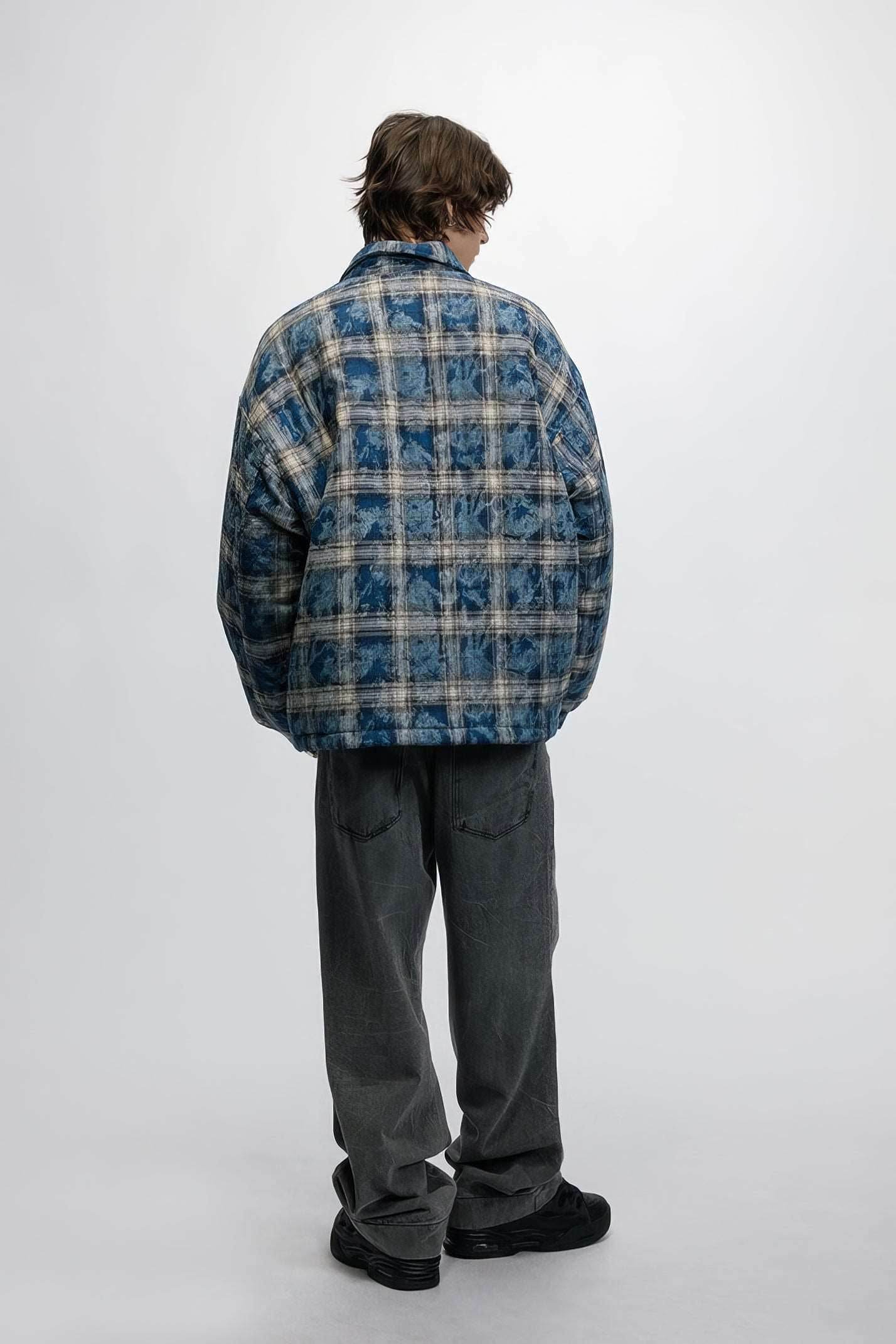 American Streetwear Hip-Hop Plaid Hoodie Jacket – Removable Hood, Cotton Lined