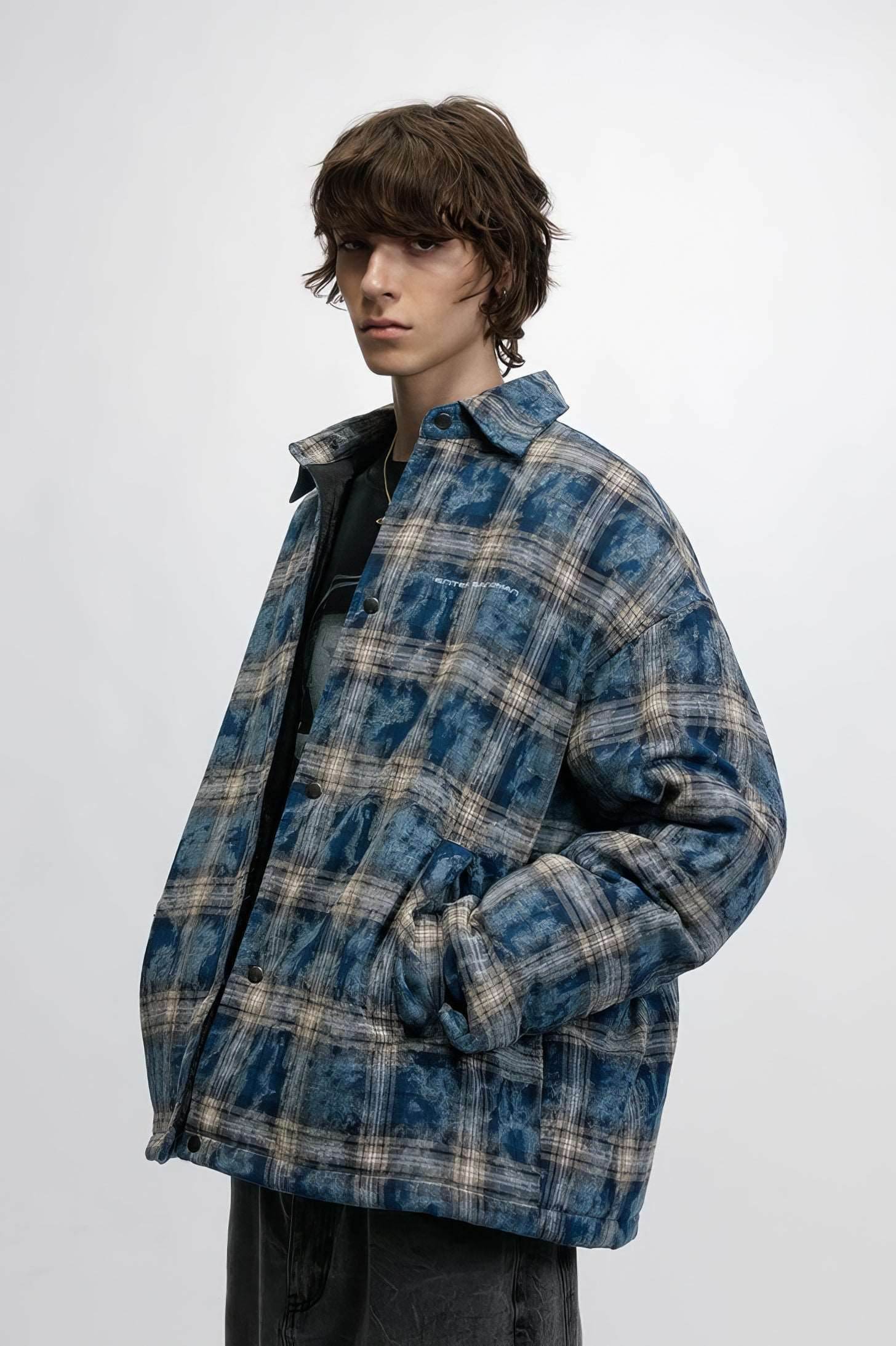 American Streetwear Hip-Hop Plaid Hoodie Jacket – Removable Hood, Cotton Lined