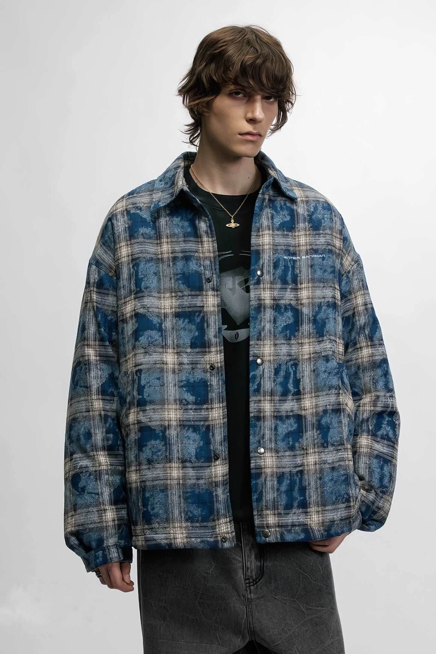 American Streetwear Hip-Hop Plaid Hoodie Jacket – Removable Hood, Cotton Lined