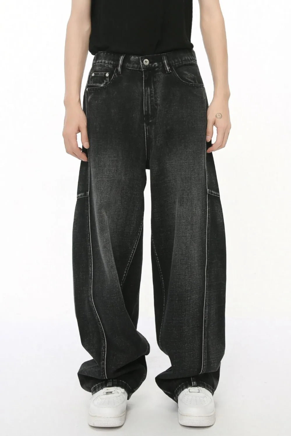 Panelled Straight Leg Jeans - Japanese Denim