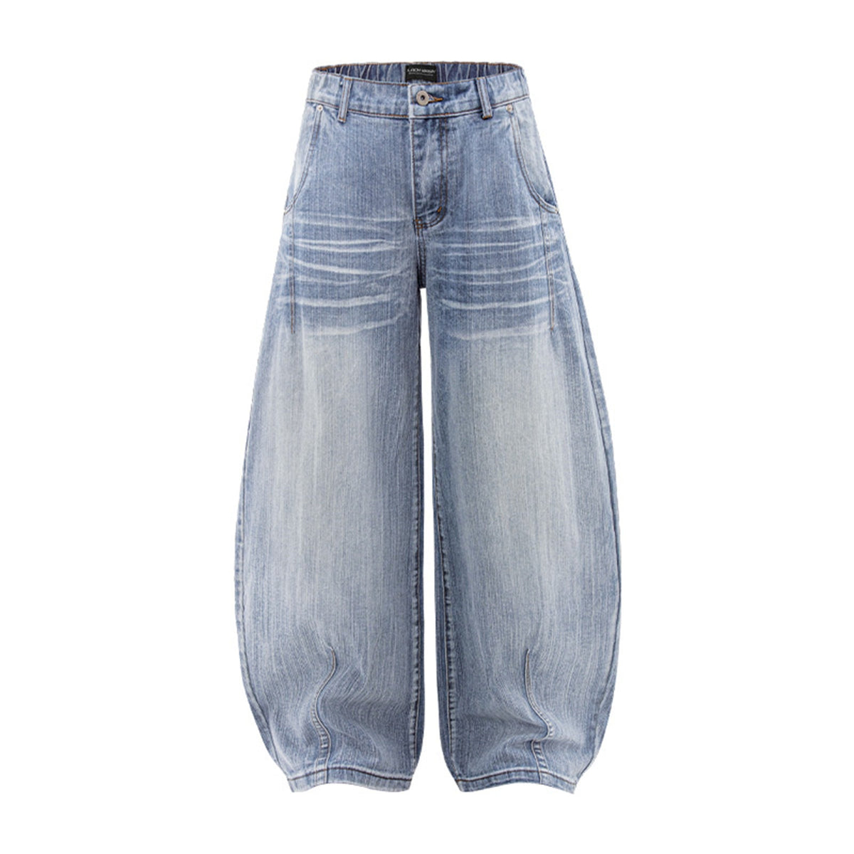 Washed Wide Leg Tapered Jeans - Unisex Loose Slimming Long Pants