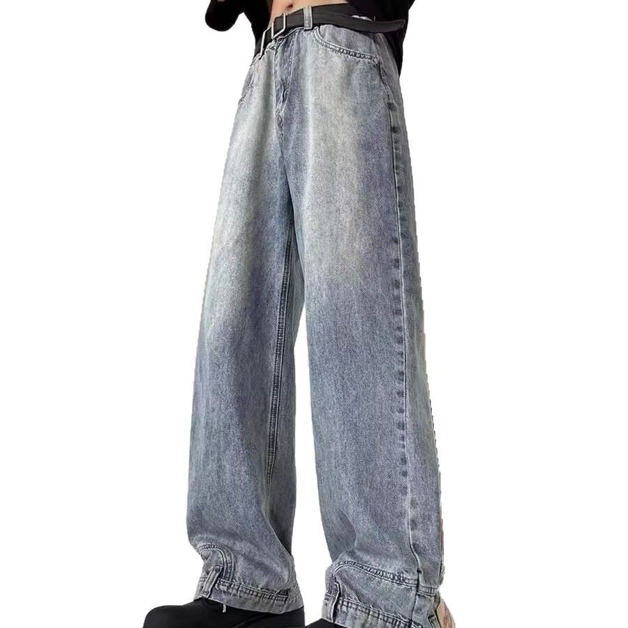 Vintage Washed  Loose Straight Leg Pants – Casual Denim for Men