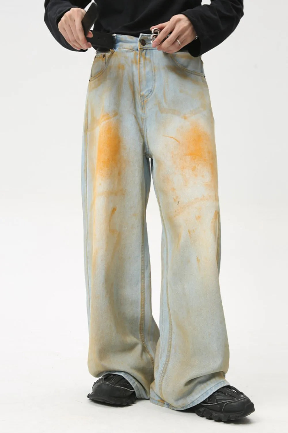 Waste Soil Wide Leg Jeans - Premium Japanese Denim