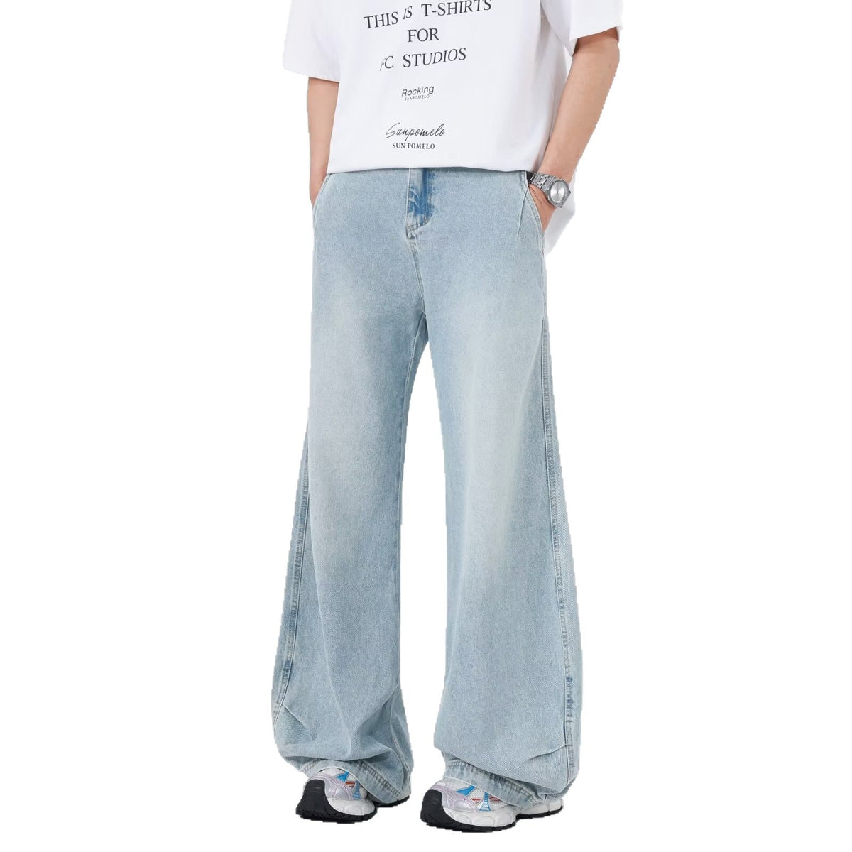 Straight Leg Casual Pleated Wide Leg Pants