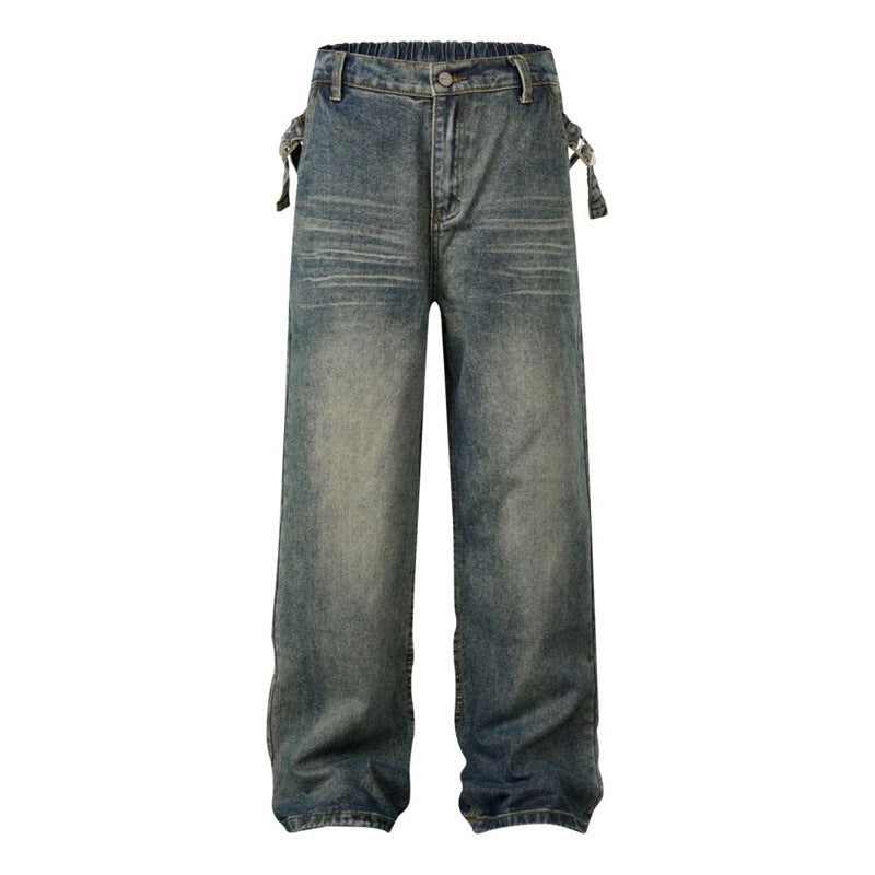 Paris Style Vintage Washed Black Grey Baggy Jeans