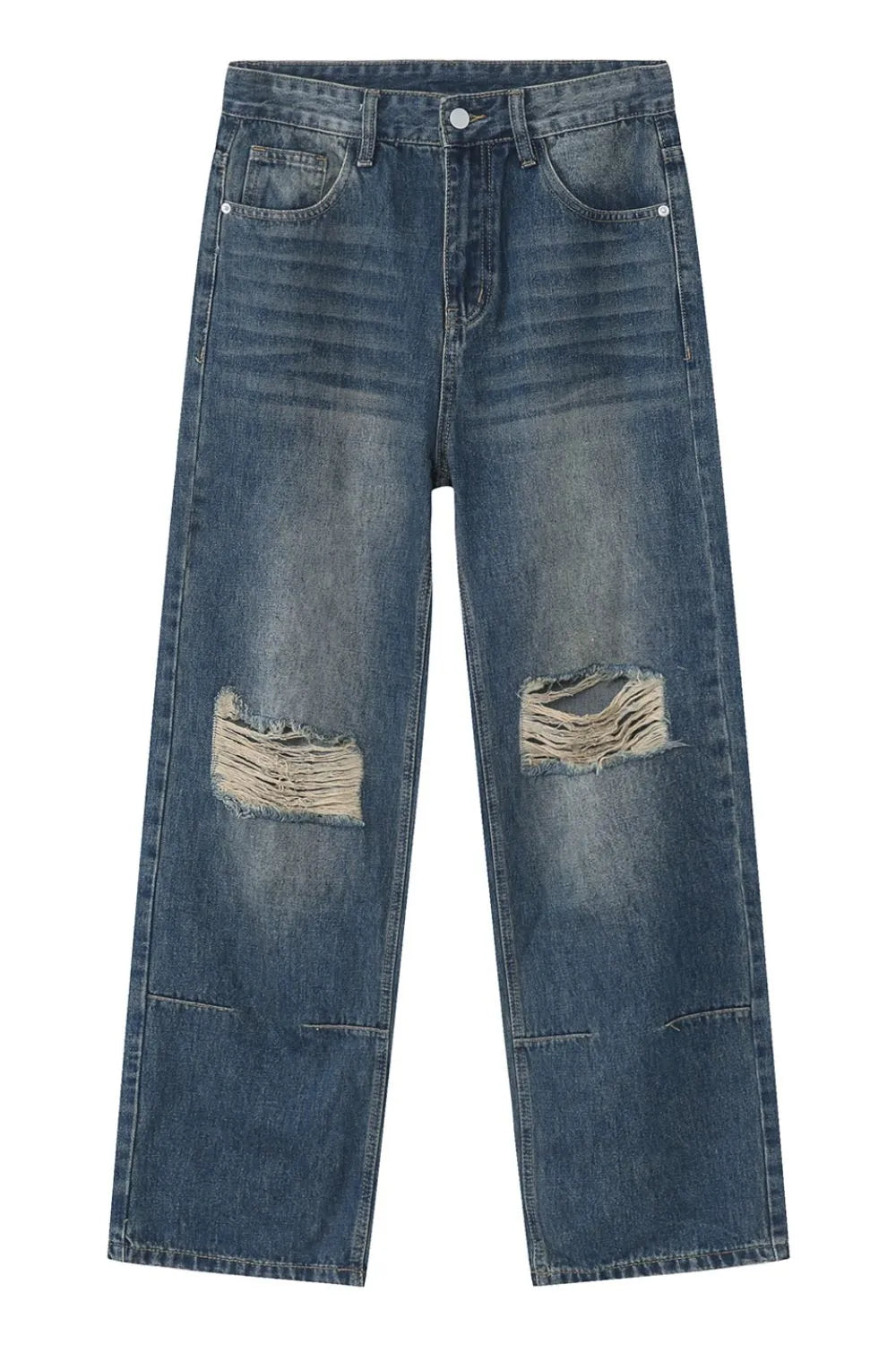 Distressed Jeans with Pockets - Japanese Denim Luxury