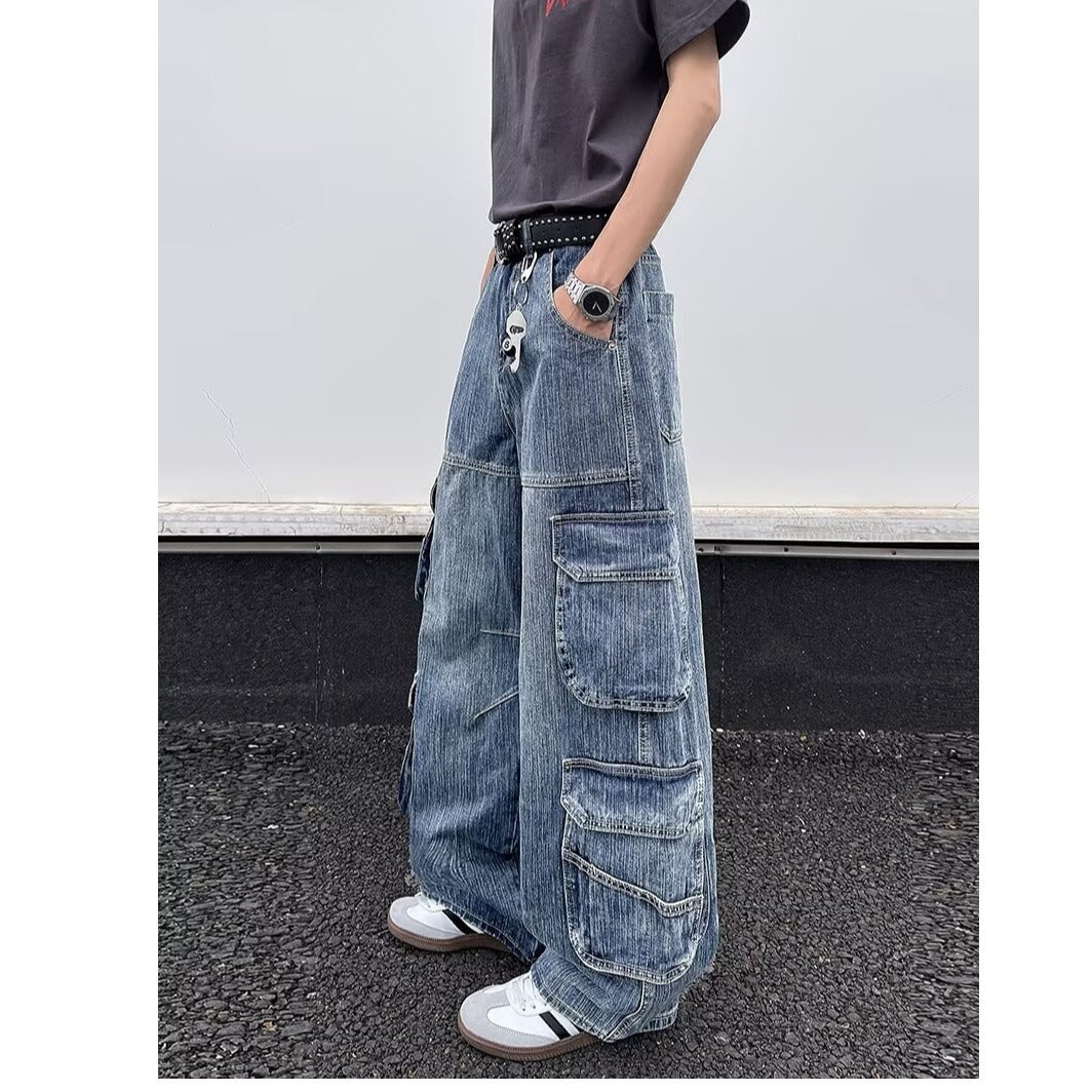 Design Sense Loose Fitting Slimming Wide Leg Pants in Light Blue