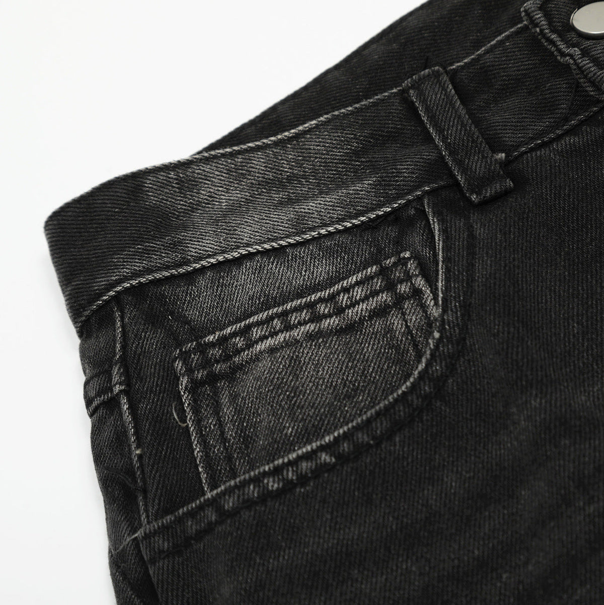 Washed Printed Straight Jeans