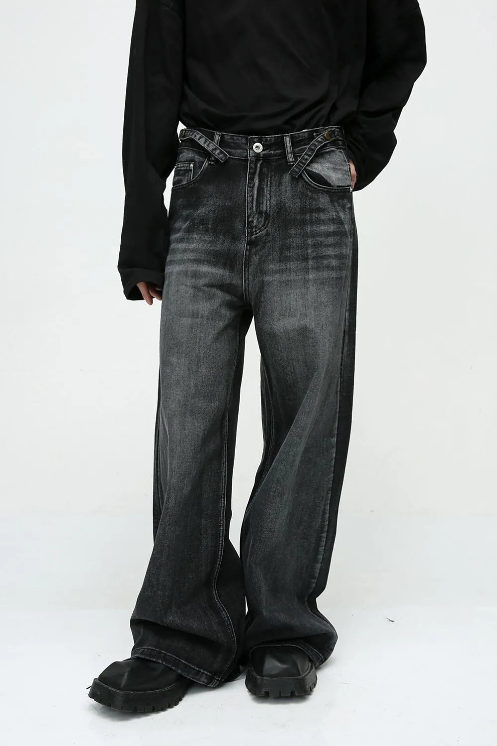 Wide Leg Jeans with Pockets - Japanese Denim