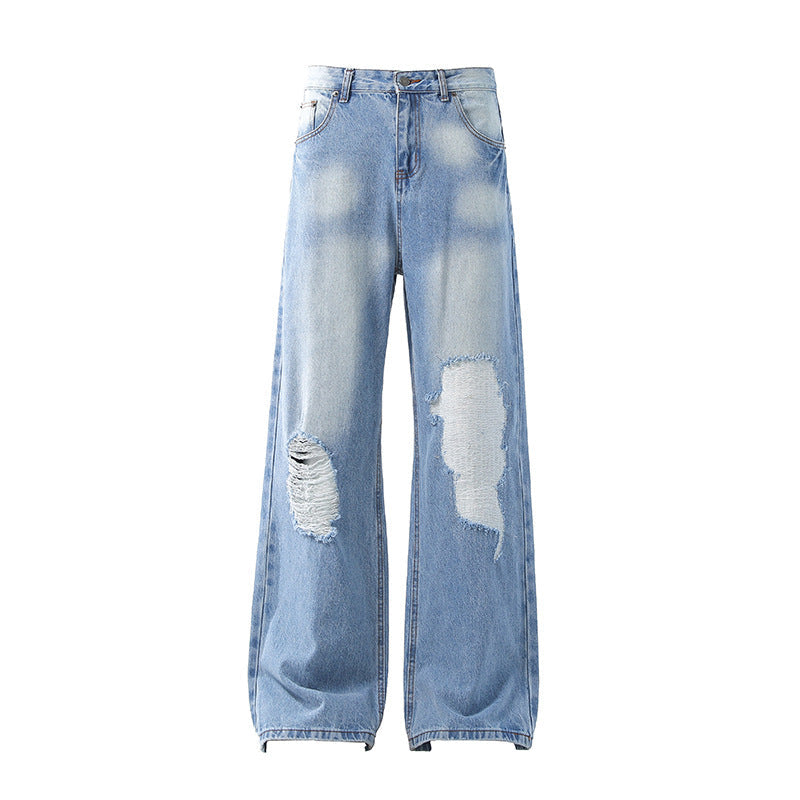 Washed Light Blue Ripped Jeans