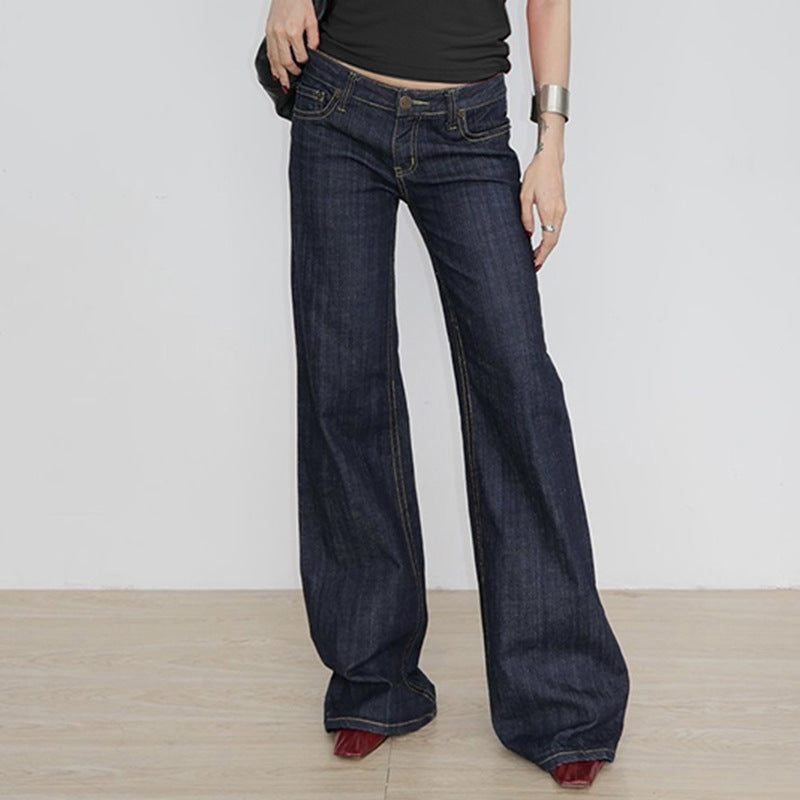 Vintage Letter Embroidery Low Waist Slimming Flared Jeans
