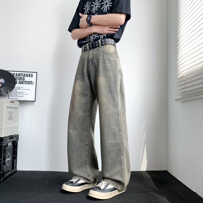 Japanese Denim Straight Leg Jeans - Vintage Mud Dye