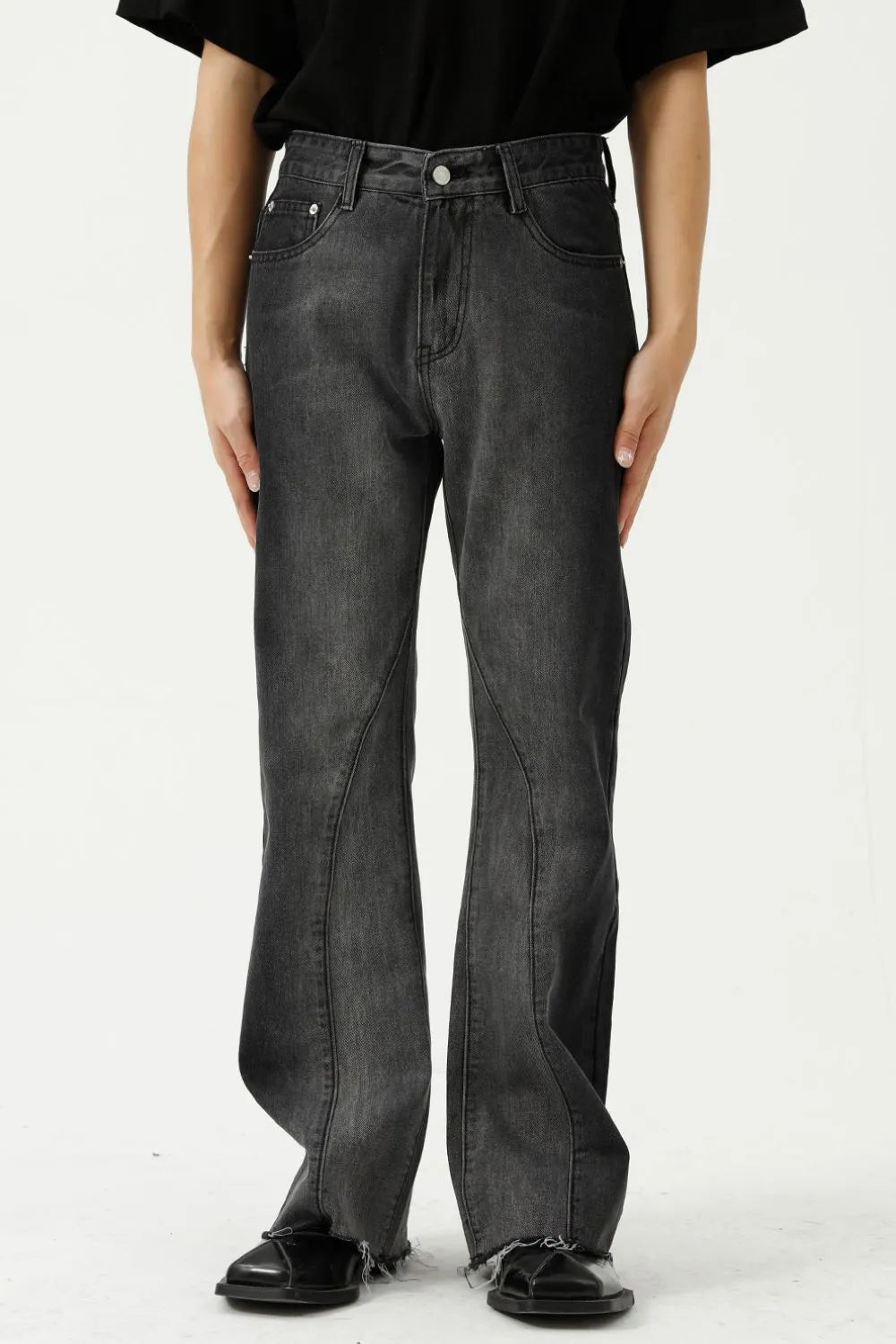 Frayed Hem Jeans with Pockets - Premium Japanese Denim