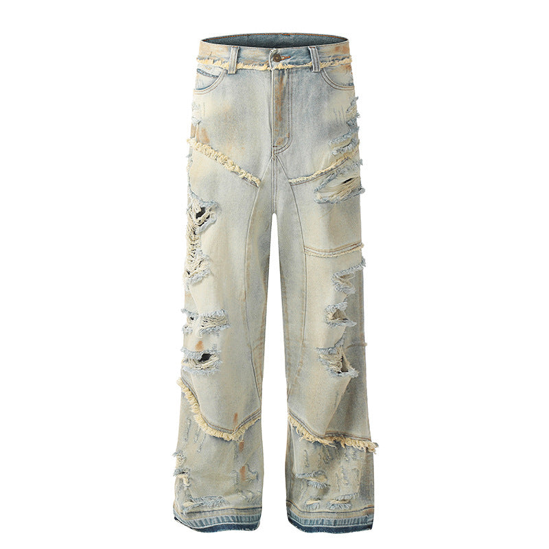 Big Destruction Cat Beard Jeans