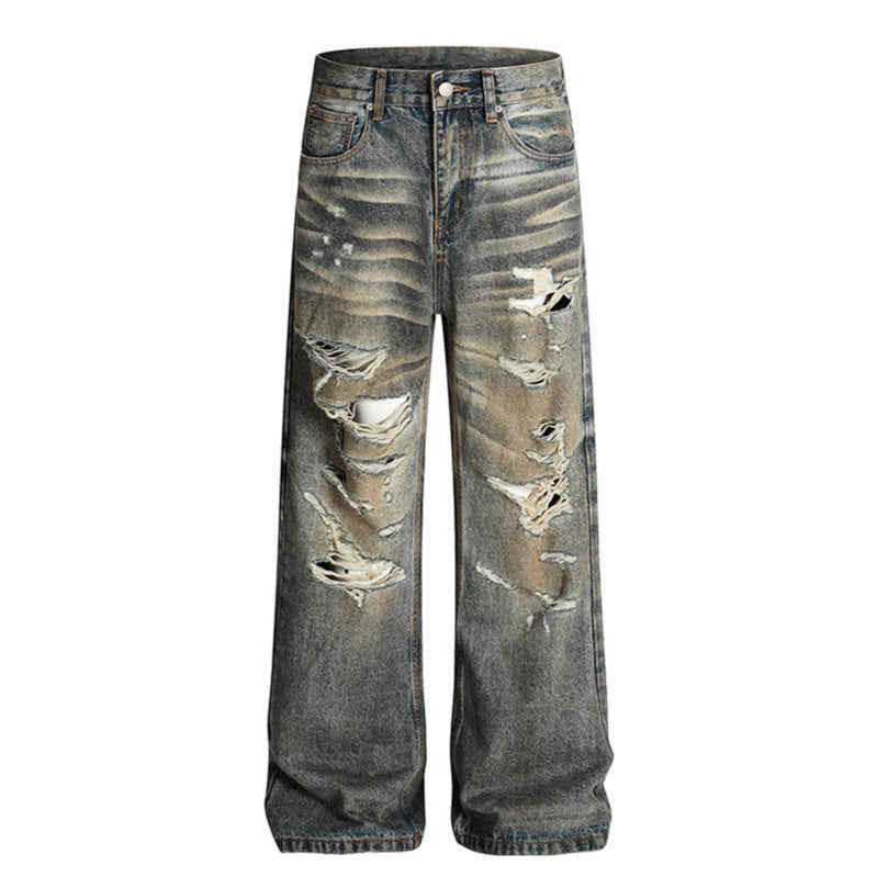 Knife Cut Hole Micro Flared Jeans - Premium Japanese Denim