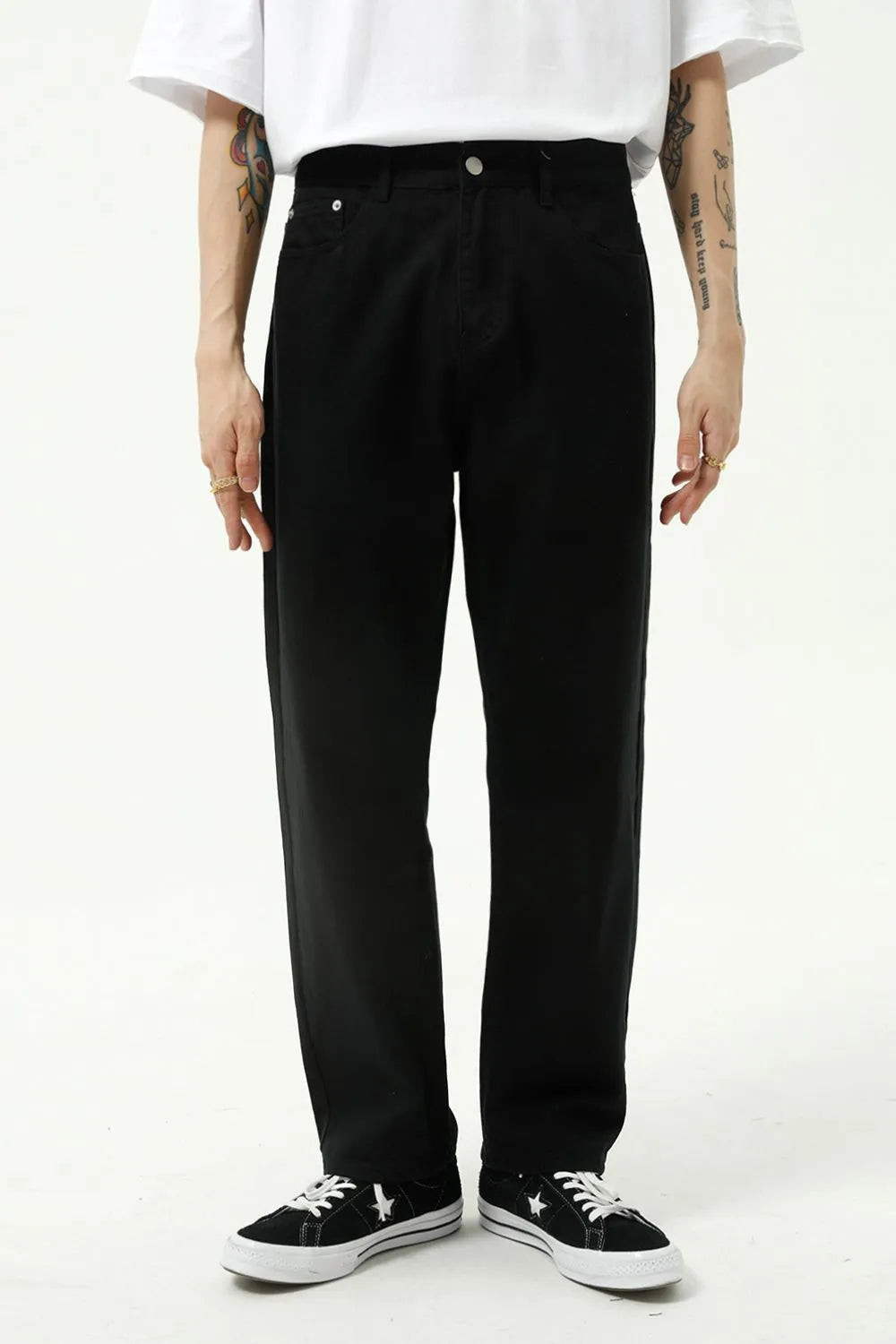 Washed Straight-Leg Slim Jeans - Premium Japanese Denim