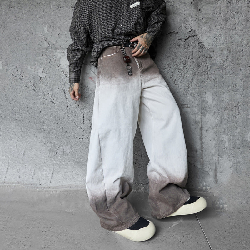 Style Washed Ombre Color Knife-Edge Jeans