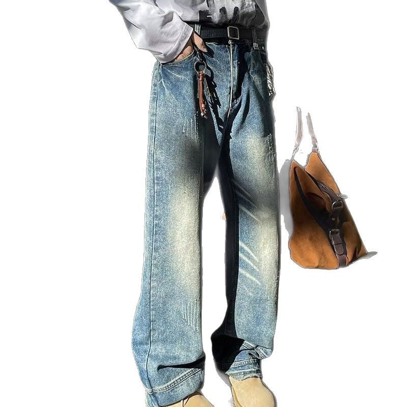 Vintage Washed Denim Jeans for Men