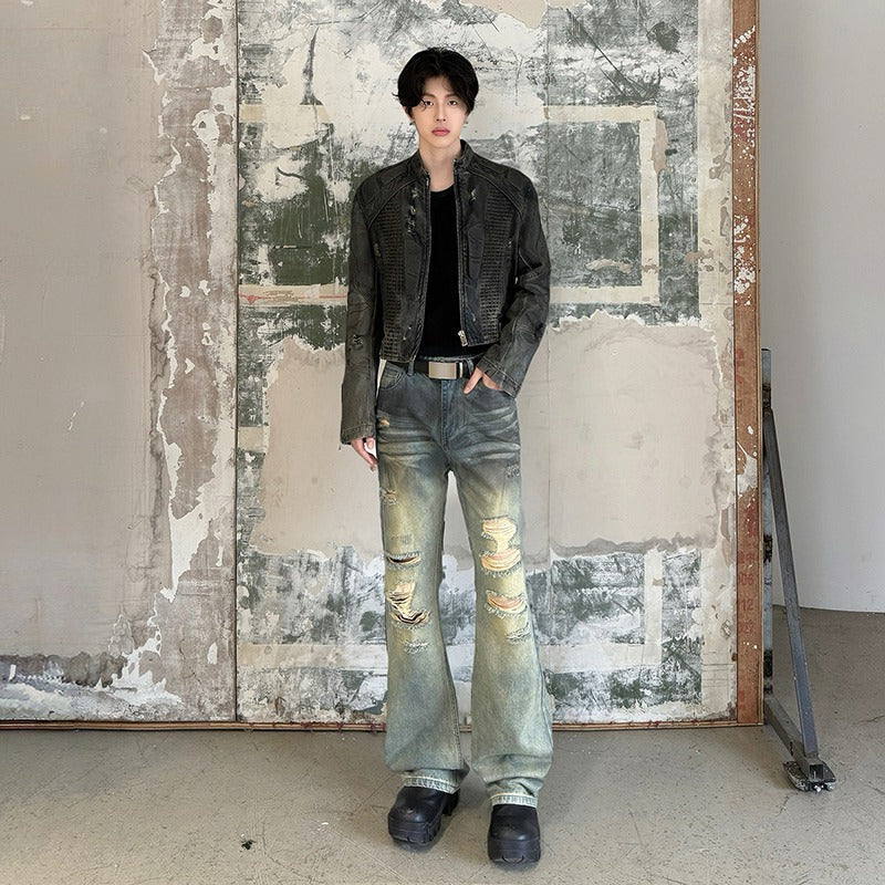 Men's Retro Ripped Loose Straight Leg Jeans