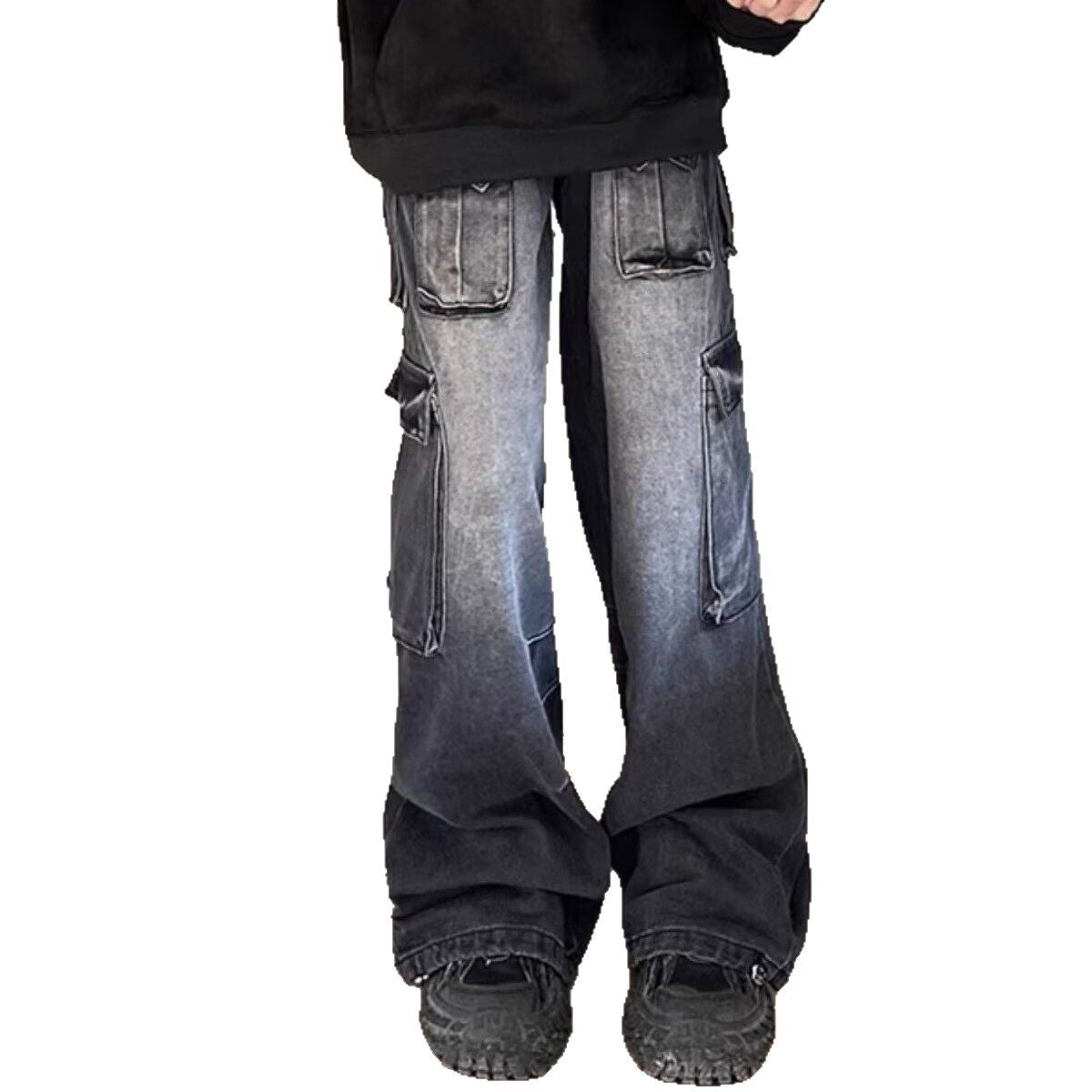 Multi Pocket Straight Leg Wide Leg Pants