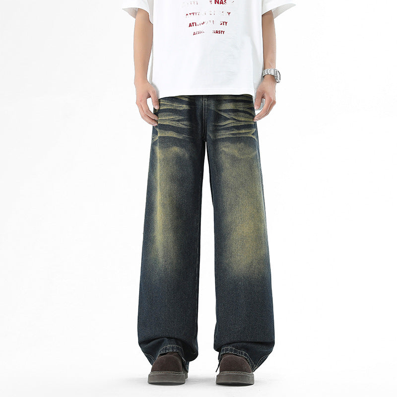 Men's Loose Straight Wide-Leg Trousers - Premium Japanese Denim