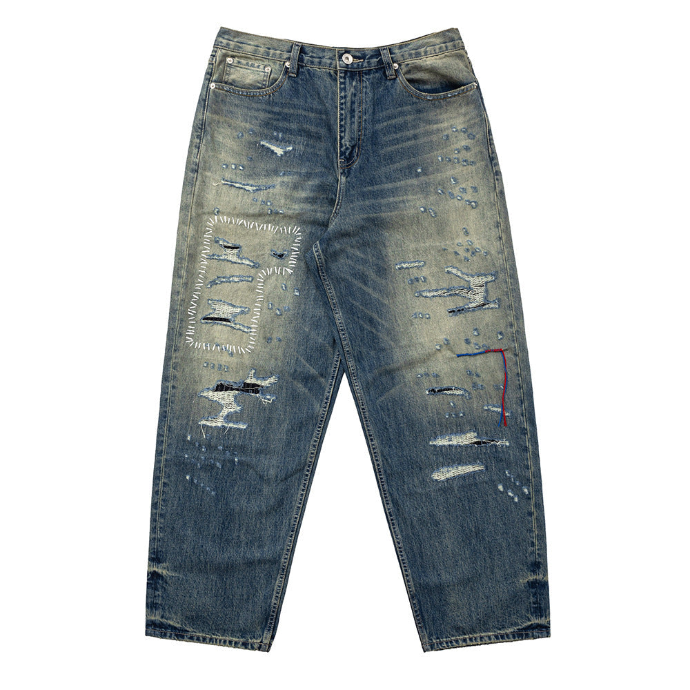 Men's Casual Long Pants with Heavyweight Craftsmanship and Wide Legs
