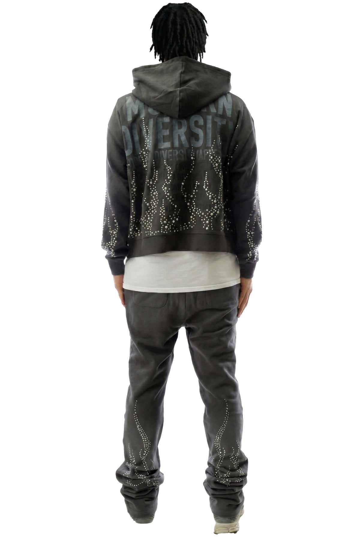 CINDER French Terry Long Sleeve Crop Top Full Zip Hoodie