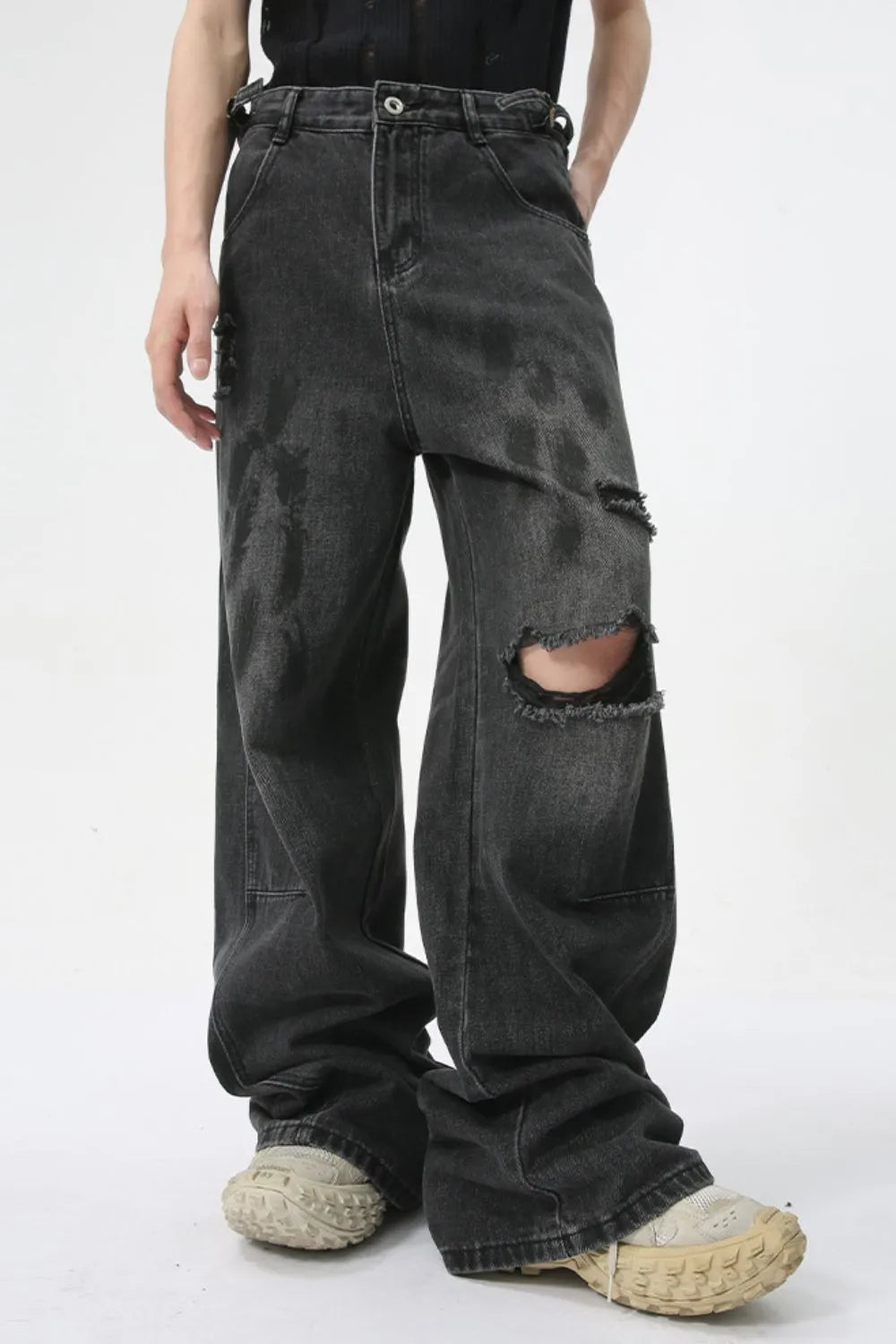 Distressed Jeans with Pockets – Premium Japanese Denim