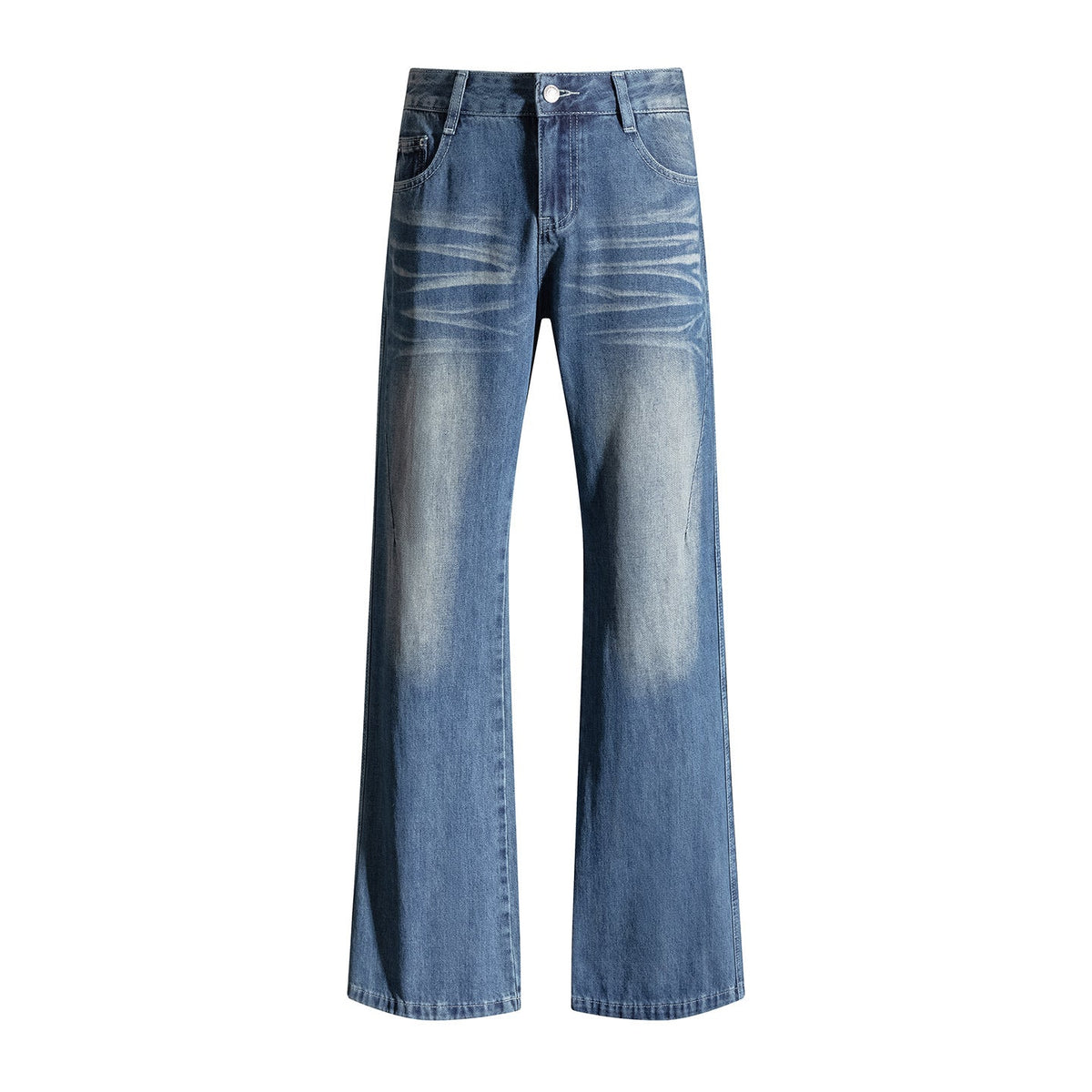Women's Blue Flared Jeans - Heavy Wash, Hip-Lifting, Non-Clinging