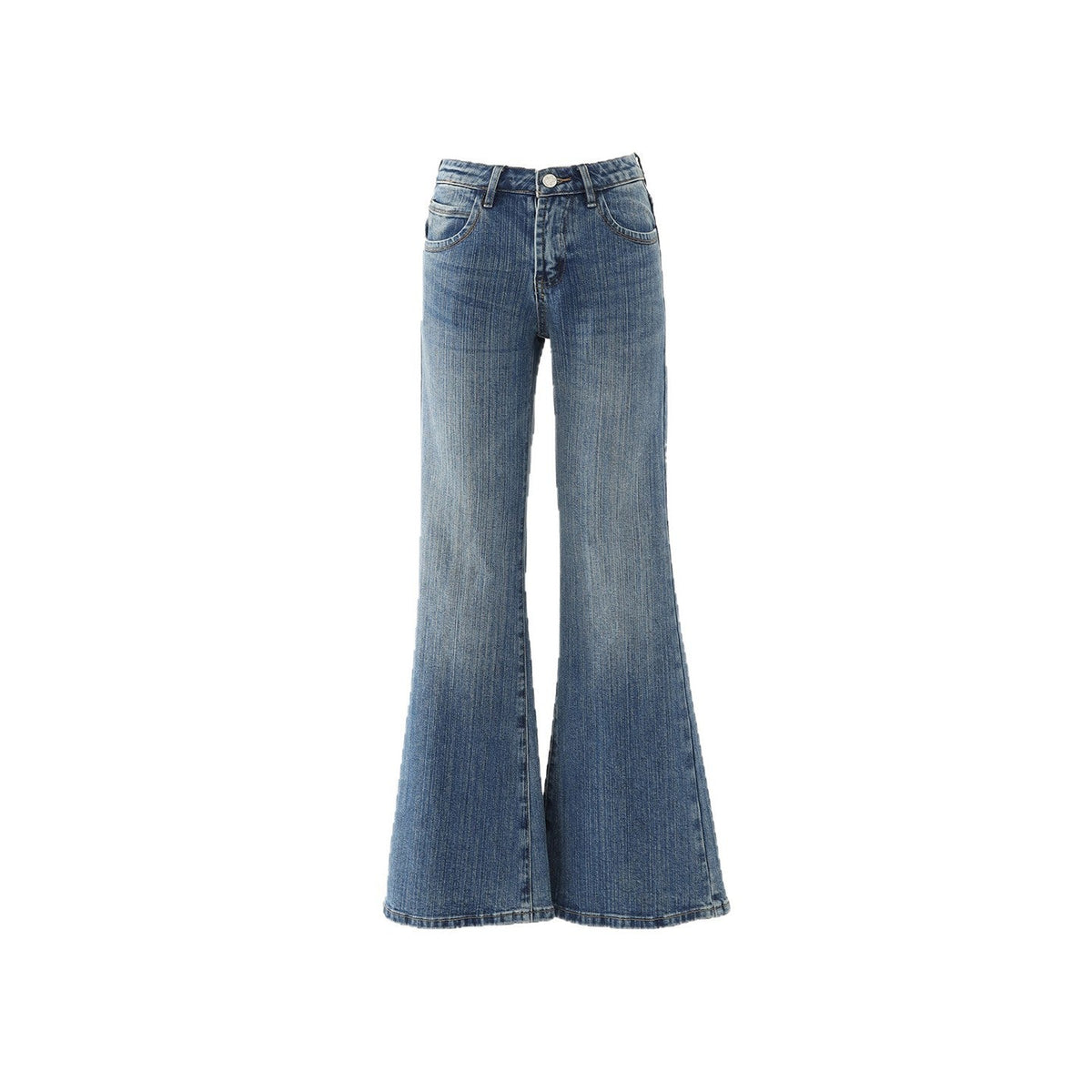Women's Pattern Low Waist Flared Jeans - Non-Clinging Loose Trumpet Pants