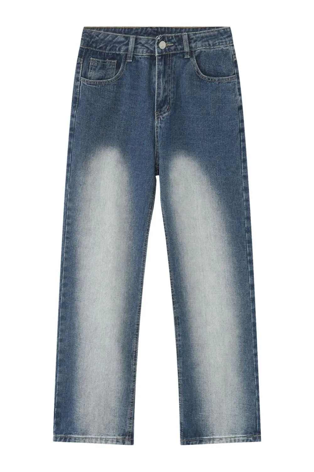 Men's Washed Straight Leg Jeans - Japanese Denim