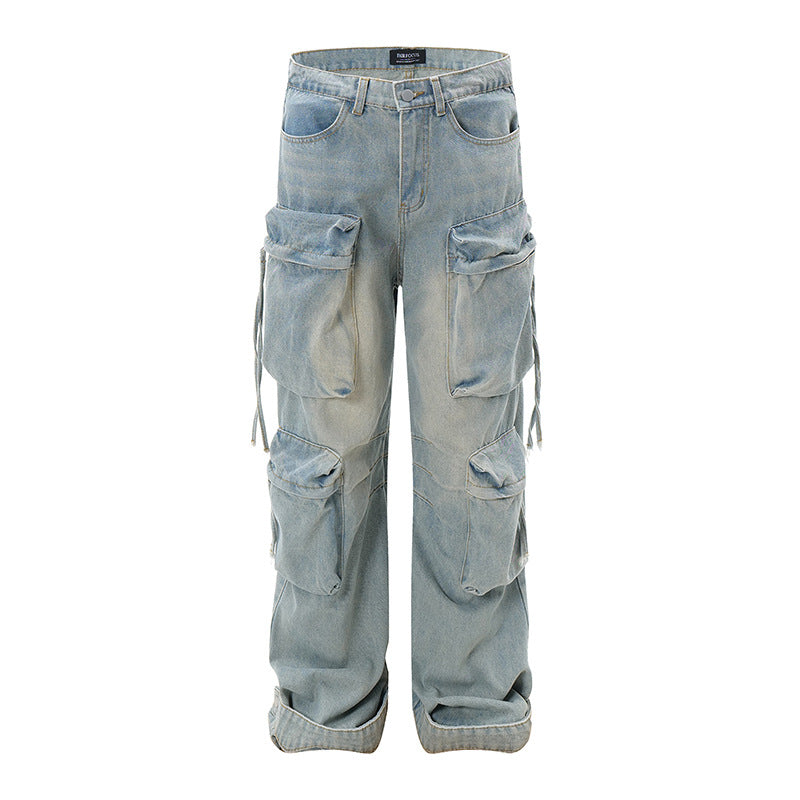 Washed Jeans with Loose Fit and Straight Leg