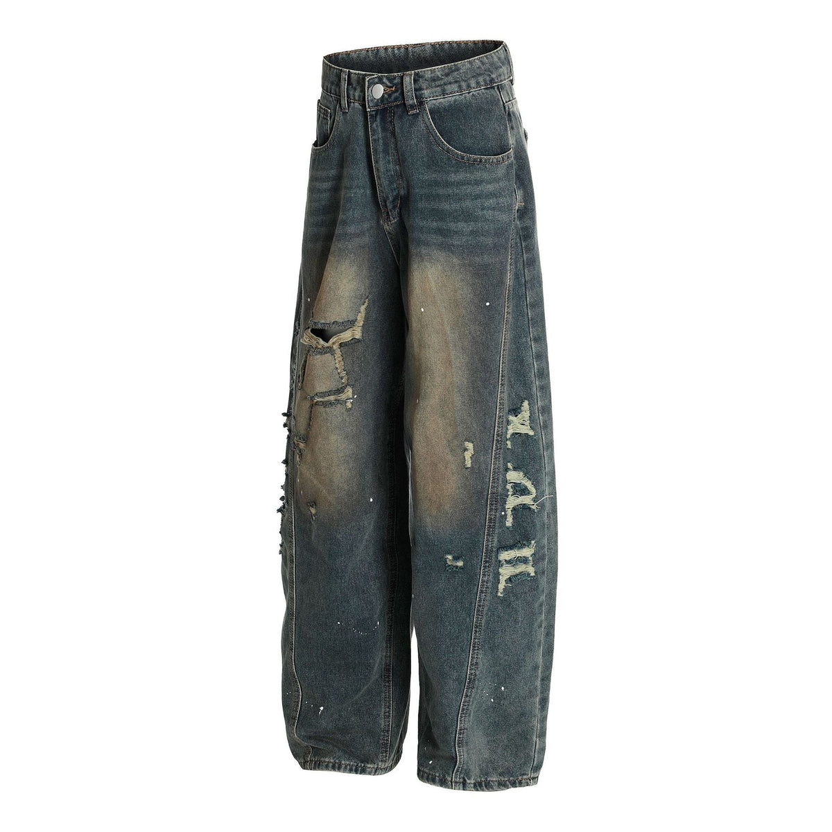 Washed Denim Straight Leg Jeans