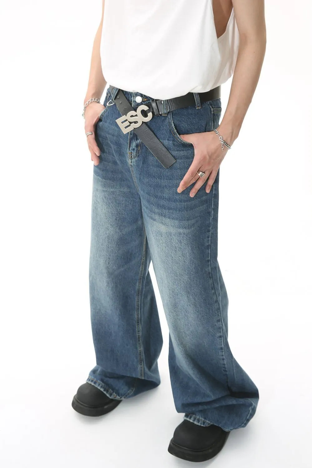 Wide Leg Jeans with Pockets - Japanese Denim