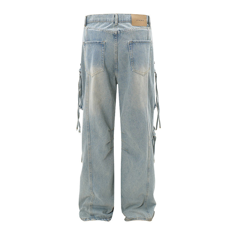Washed Jeans with Loose Fit and Straight Leg