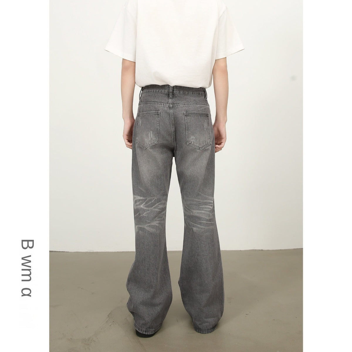 American High Street Washed Flared Hole Denim Trousers for Men