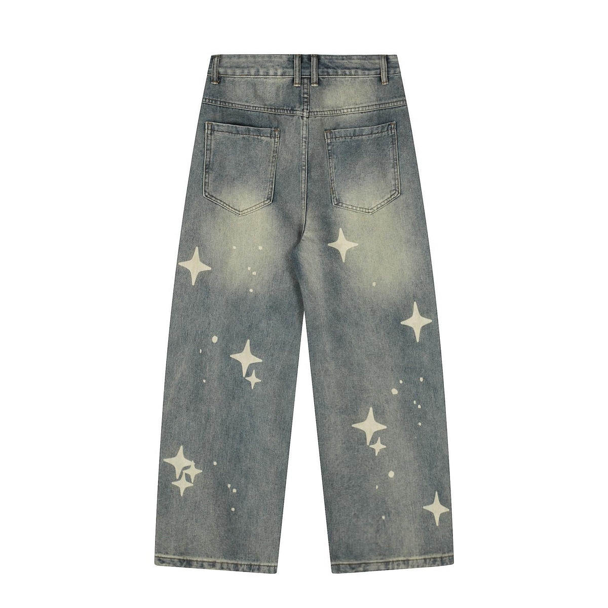 Hip-Hop Star Print Ripped Jeans