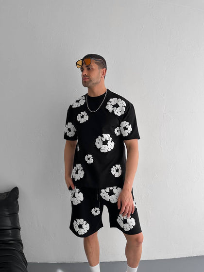 Abstract Bloom Print Men's Co-ord Set – Vibrant Floral Streetwear for Summer